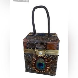 Vintage Genuine Peacock & Pheasant Feathered Purse
